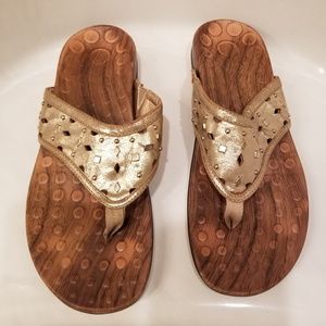 Vionic Gold Studded Flip Flops